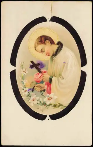 Religion/Kirche - Bibel Heilige mit Heiligenschein u. Kreuz 1920