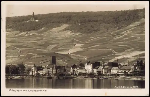 Ansichtskarte Rüdesheim (Rhein) Rhein Ansicht mit Nationaldenkmal 1939