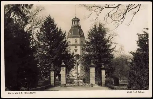 Karlsruhe Partie am Schloßturm 1941   im 2. Weltkrieg als Feldpost gelaufen