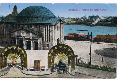 Ansichtskarte St. Pauli-Hamburg Elbtunnel Hamburg-Steinwärder 1910