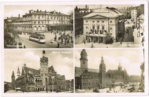 Chemnitz  MB mit Tram am Hauptbahnhof, Schauspielhaus, Markt, Rathaus 1935