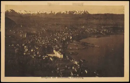 Ansichtskarte Bregenz Blick auf die Stadt 1923  gel. Mischfrankatur