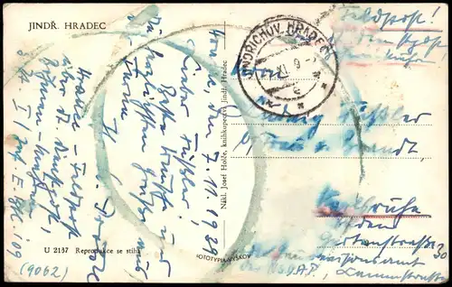 Neuhaus / Böhmen Jindřichův Hradec Blick auf die Stadt 1939  gel. Feldpost WK2