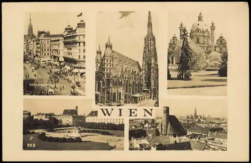 Ansichtskarte Wien MB: Kärntnerstraße, Dom, KIrche, Stadt - Fotokarte 1943