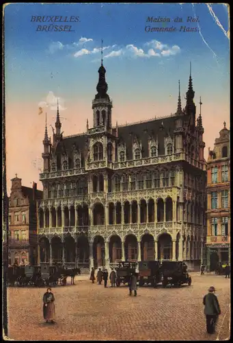 Postkaart Brüssel Bruxelles Maison du Rol, Fuhrwerke 1916