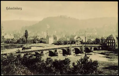 Hohenlimburg-Hagen (Westfalen)  Brücke 1907  gel. durchstochene Briefmarke M.R.