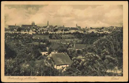 Ansichtskarte Rothenburg ob der Tauber Blick zur Stadt 1932