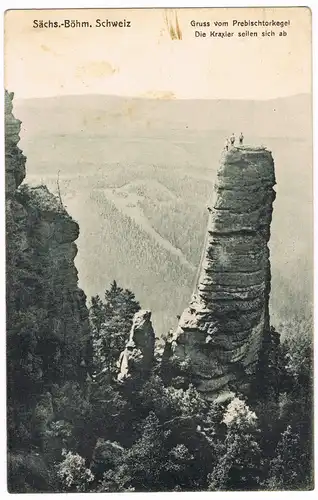 Tetschen-Bodenbach Decín  Schweiz Die Kraxler seilen sich ab Prebischtor 1915