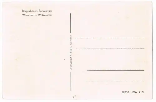 Warmbad-Wolkenstein Bergarbeiter-Sanatorium zum Haus Luxemburg 1953