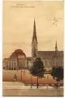 Ansichtskarte Chemnitz Petrikirche und Neues Theater 1915