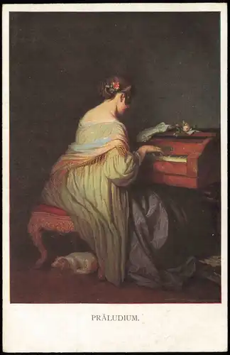 Ansichtskarte  Künstlerkarte PRÄLUDIUM Frau am Klavier M. MUNK WIEN 1910
