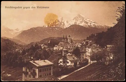 Ansichtskarte Berchtesgaden Panorama-Ansicht Blick zum Watzmann 1910