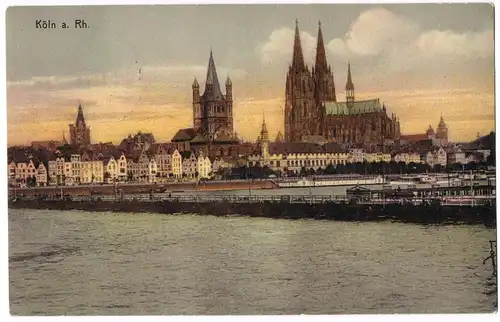 Ansichtskarte Köln Panorama-Ansicht Stadt Partie am Rhein 1916