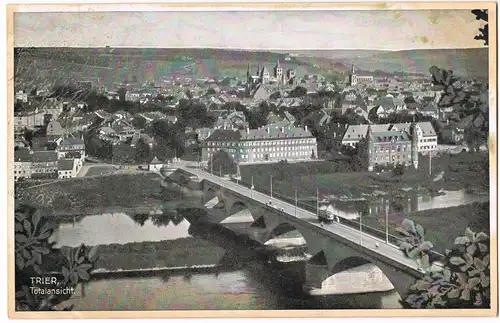 Ansichtskarte Trier Panorama-Ansicht Stadt Blick Mosel Brücke 1935