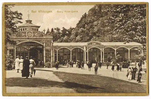 Ansichtskarte Bad Wildungen Georg Victor Quelle Kuranlagen 1925 Goldrand