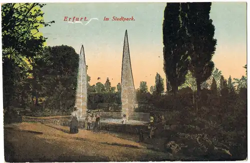 Ansichtskarte Erfurt Partie im Stadtpark 1930