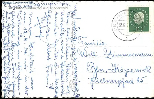 Rüdesheim (Rhein) National-Denkmal Niederwalddenkmal am Rhein 1961