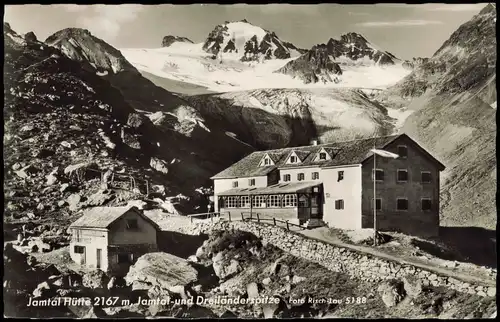 Ansichtskarte Galtür Jamtal-Hütte 1956  gel. Briefmarke Ungarnhilfe