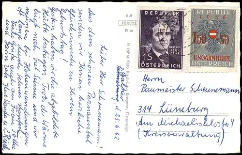 Ansichtskarte Galtür Jamtal-Hütte 1956  gel. Briefmarke Ungarnhilfe