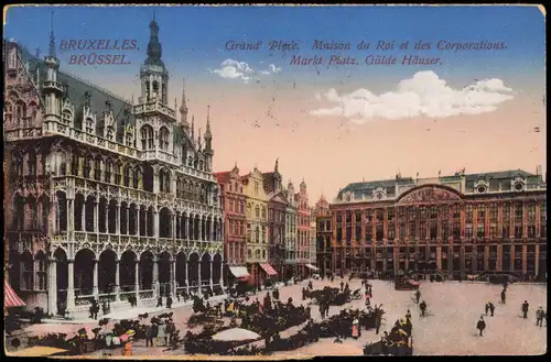 Brüssel Bruxelles Grand Place, Markt Platz 1916   1.WK Feldpost gelaufen