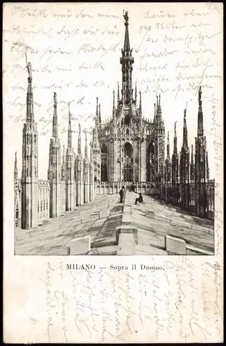 Mailand Milano Duomo Dom 1908   gelaufen nach STOCKACH (mit Ankunftsstempel)