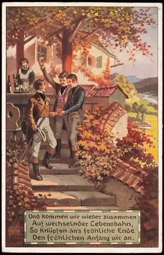 Künstlerkarte Volksliederkarte "Es kann ja nicht " 1921   gel Stempel STUTTGART
