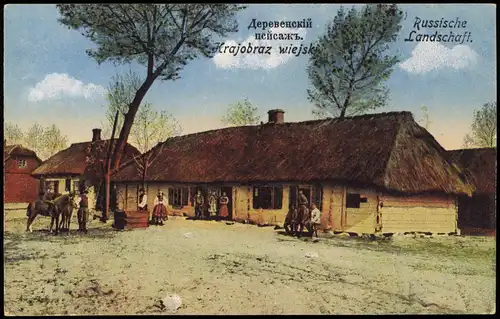 Ansichtskarte  Militär/Propaganda 1.WK Barracken & Russische Landschaft 1914