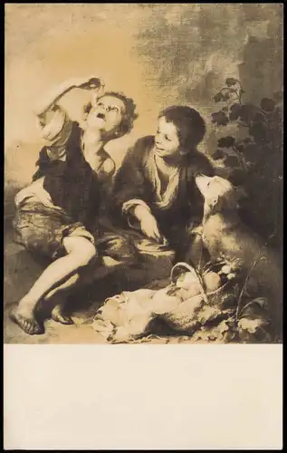 Kunst-AK MURILLO (1618-82) Die Pastetenesser Alte Pinakothek (München) 1920
