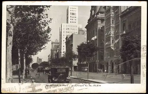 Postcard Buenos Aires AVENIDA L. N. ALEM, Autos, cars street view 1933