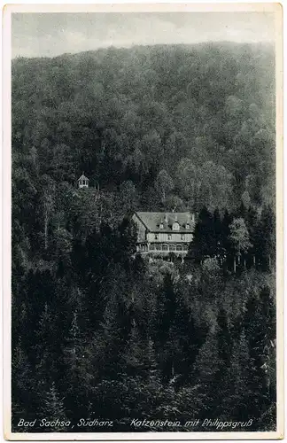 Ansichtskarte Bad Sachsa Katzenstein mit Philippsgruß 1939