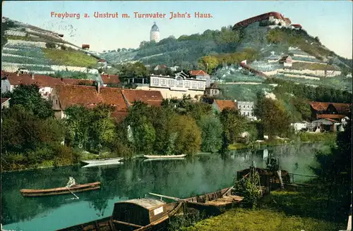 Ansichtskarte Freyburg (Unstrut) Panorama mit Turnvater Jahn´s Haus 1913