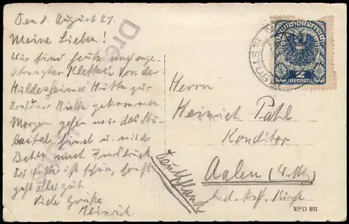 Ansichtskarte Sölden (Ötztal) Hildesheimer Hütte (Stubaier Alpen) 1921