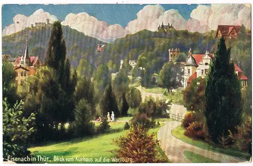 Ansichtskarte Eisenach Blick vom Kurhaus auf die Wartburg. 1922