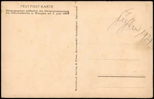 Ansichtskarte Bad Wimpfen Straßenpartie - Festpostkarte 1924