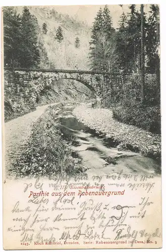 Ansichtskarte Rabenau II. Eisenbahnbrücke 1904