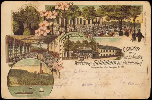 Litho AK Wilhelmstadt-Berlin Pichelsdorf Wirtshaus Schildhorn MB 1901