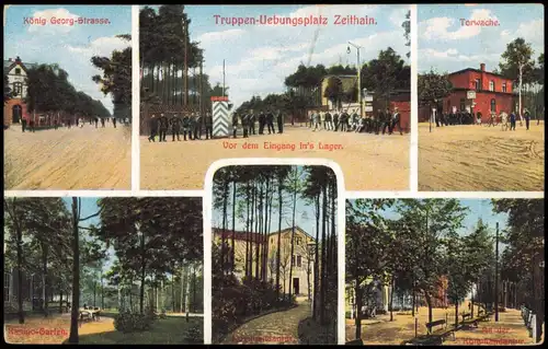 Ansichtskarte Zeithain Mehrbild: Torwache, Gebäude und Straße 1915 #