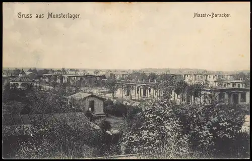Ansichtskarte Munster-Lager Truppenübungsplatz, Massiv-Baracken 1912