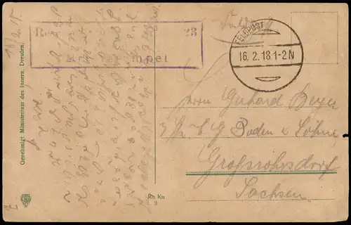 Künstlerkarte Militär Von Kultur keine Spur 1918  gel. Blindstempel