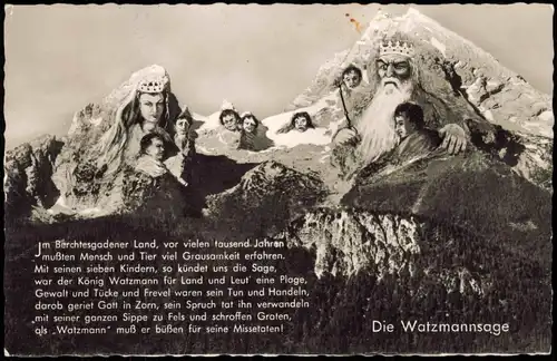Ansichtskarte Berchtesgaden Watzmann Watzmannsage Personifizierte Berge 1956