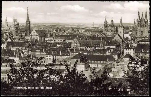 Ansichtskarte Würzburg Blick auf die Stadt Panorama-Ansicht 1960