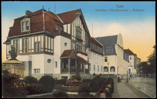 Culm Weichsel Chełmno  Kreis-Haus, Reichsbank 1915  Feldpost (diverse Stempel)