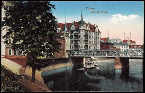 Postcard Posen Poznań Partie an der Wallischeibrücke 1910