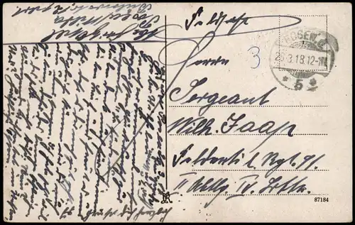 Postcard Posen Poznań Schloß, Straßenbahn 1918  gel. Feldpoststempel Posen
