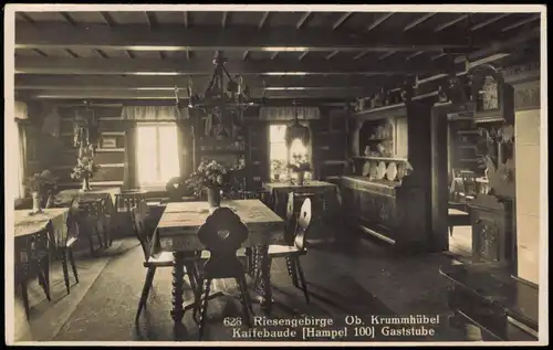 Krummhübel Karpacz Kaffebaude im Riesengebirge, Gaststube Innenansicht 1930