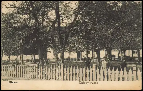 Postcard Mielau Mława Mława Zielony rynek 1915 Feldpost gel  S.B. Briefstempel