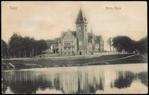 Tilsit Советск Stadtteilansicht Partie am Kreis-Haus 1910