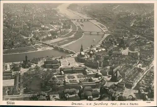 Ansichtskarte Dresden Luftbild v. d. Zerstörung 1945/1961 Walter Hahn:10255