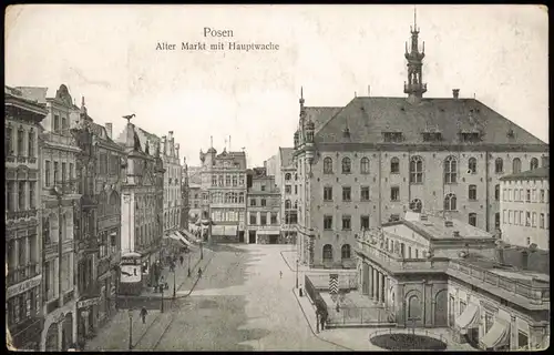 Postcard Posen Poznań Alter Markt 1918  Gel. Feldpostvignette Stempel Glowno