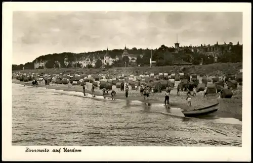Ansichtskarte Zinnowitz Strand Ostseebad auf Usedom DDR AK 1956